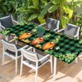 thumbnail image 2 of St. Patrick's Day Table Cloths for 8 Foot Rectangle Tables, Cute Gnomes Lucky Shamrocks Green Black Plaid Patio Waterproof Elastic Fitted Tablecloths, Washable Rectangular Table Cover for Camping, 2 of 8