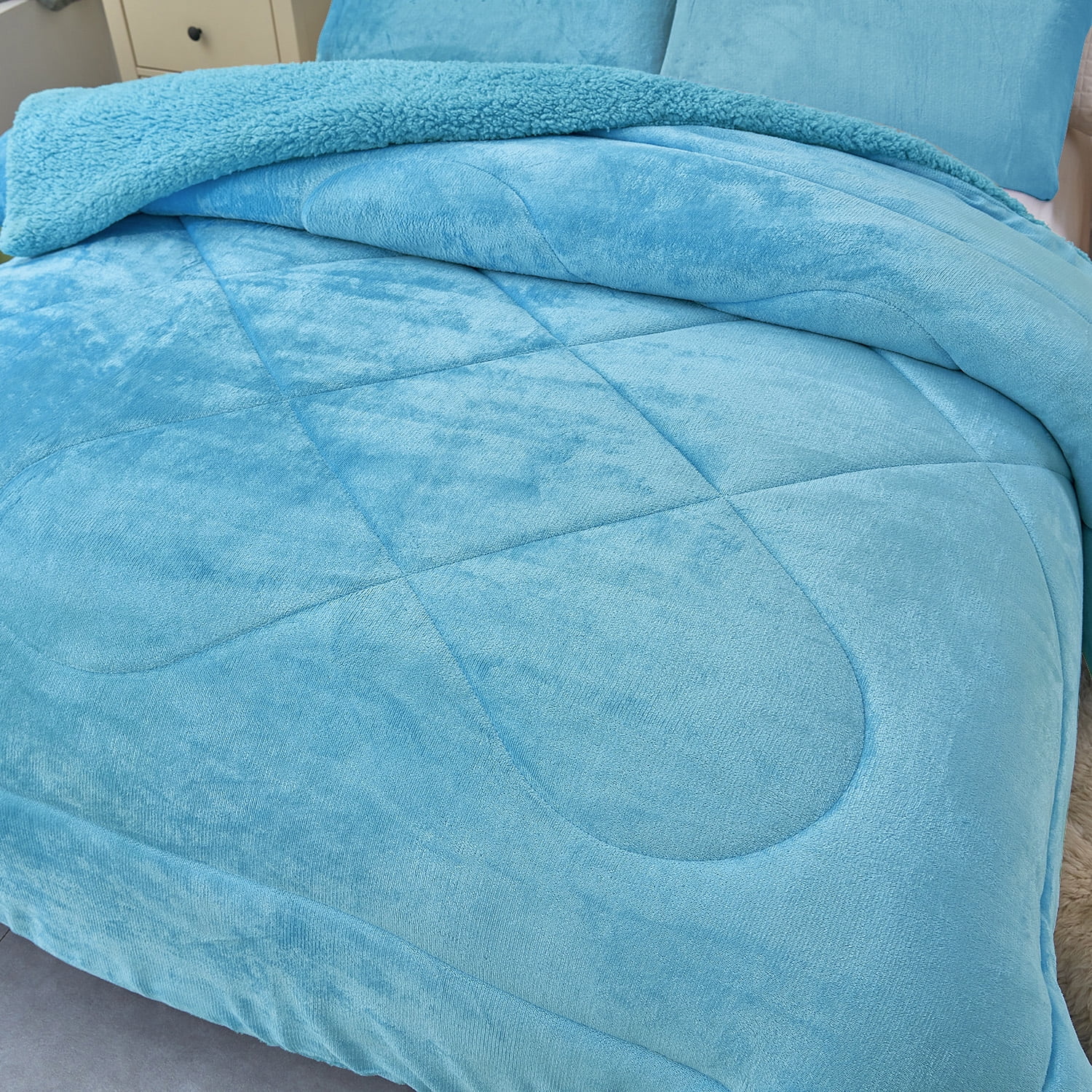 JML 2 Piece Sherpa Fleece Borrego Blanket,Thick Warm Baby Borrego