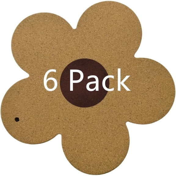 FacoFaco 6 Pack Flower Shaped Cork Trivets for Hot Dishes, 7 Inch Heat Resistant Cork Coaster