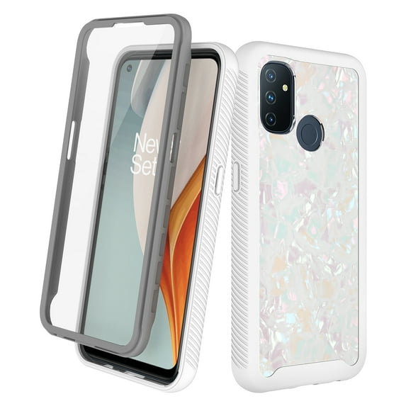 OnePlus Nord N10 5G Case, Rosebono Hybrid Graphic Design Pattern Hard Back Pannel Cover Case For OnePlus Nord N10 5G (White Shell Texture)