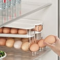 thumbnail image 3 of 2-Tier Auto Rolling Fridge Egg Organizer,Space Saving Eggs Dispenser for Refrigerator Storager,Clear Egg Holder Tray and Egg Organizer, Holds 10-14 Standard, Large, or Jumbo Eggs, 3 of 8
