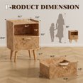 thumbnail image 3 of Gelloan Fluted Nightstand Set of 2, Bed Side Table with Drawer, Solid Wood Feet, Open Storage, End Table with Raised Edge, for Bedroom, Dorm and Small Spaces,Light Burl, 3 of 7