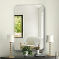 thumbnail image 5 of Aluminum Alloy Wall Mount Rectangular Deep Mirror Hanging Mirror Wall Mirror Rounded Corner Silver 50"x32", 5 of 7