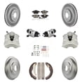 thumbnail image 1 of Transit Auto Front Rear Disc Brake Caliper Coated Rotors Drums Semi-Metallic Pads Shoes Wheel Cylinders and Hardware Kit (11Pc) for Car Volkswagen Jetta with 312mm Diameter Rotor KCG-100350S, 1 of 11