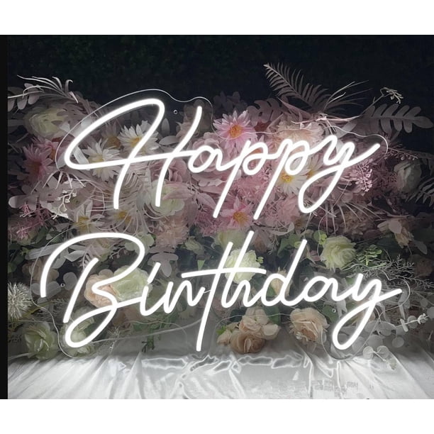 Letrero LED de neón Ulalaza Happy Birthday, 42 x 28 cm, USB 5 V