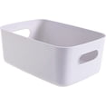 thumbnail image 3 of 4 Pack Small Plastic Portable Storage Container Bin with Handles  Utility Organizer Basket Box for Bathroom  Closet  Cabinet  Office  Home  Gray, 3 of 7