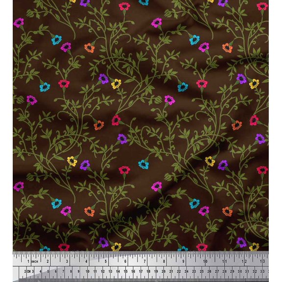 Soimoi Cotton Duck Fabric Leaves & Floral Artistic Fabric Prints by Yard 42 Inch Wide