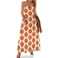 thumbnail image 1 of Vestido sin mangas con estampado de ondas retro moderno de mediados de siglo de los años 60 (rojo naranja puro), vestido de fiesta de noche para mujer, 1 of 7
