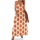 thumbnail image 1 of Vestido sin mangas con estampado de ondas retro moderno de mediados de siglo de los años 60 (rojo naranja puro), vestido de fiesta de noche para mujer, 1 of 7