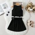 thumbnail image 5 of LUOGENLI Girls Summer Outfits Size 14/16 Toddler Kids Baby Girls Sleeveless Vest T Shirt Tops Skirts with Belt Summer Outfits Clothes Set 4th of July Outfits Girls 6 2-3 Years, 5 of 9