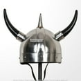 thumbnail image 2 of Norse Viking 20 Gauge Steel Double Horn Helmet with Spike LARP Cosplay, 2 of 4