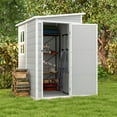 thumbnail image 5 of Patiowell 5x4 FT Resin Storage Shed with Floor, Window & Lockable Door – Weatherproof Outdoor Shed for Garden Tools, Bikes, Gray, 5 of 8