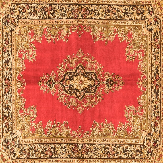 Ahgly Company Indoor Square Persian Orange Traditional Area Rugs, 6' Square