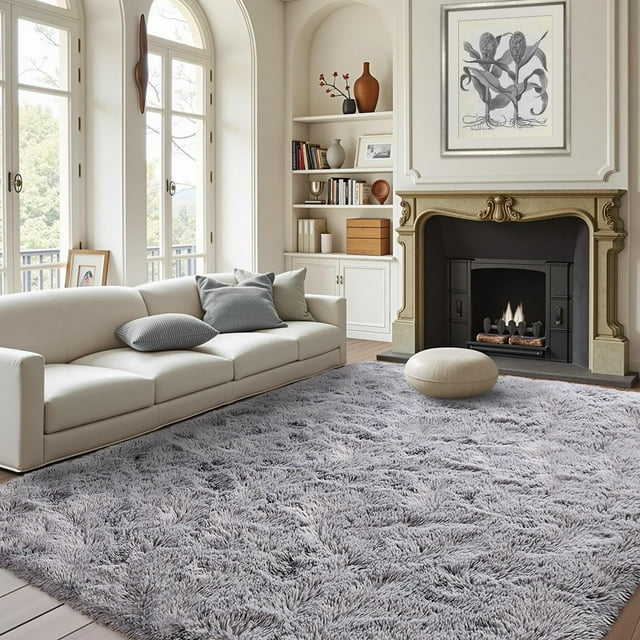Alfombra Finrèc gris suave para dormitorio y sala de estar, 120 x 180 cm