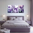 thumbnail image 2 of Hieng 3 Pieces Butterfly Wall Art Purple Butterfly Pictures Rustic Floral Canvas Prints Abstract Nature Insect Paintings for Girls Room Home Decor Unframed, 2 of 6