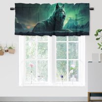 Fantasy Wolf Rod Pocket Thermal Insulated Curtain Valance Forest Animal Galaxy Starry Sky Window Treatment Valance Curtains for Bathroom 54 by 18 in, 1 Panel