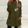 thumbnail image 2 of IROINNID Fall Shirts for Women Long Sleeve Tops Winter Warm Loose Fit Solid Plush Crewneck Long Pullover Thermal Homewear Tops with Pocket,Olive Green, 2 of 4