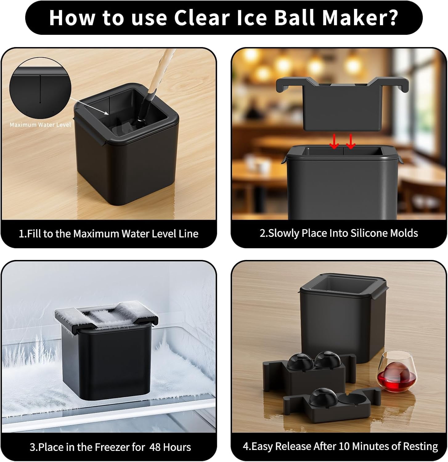 Clear Ice Cube Maker,6 Cavity Square Ice Cube Mold for Whiskey,1.9 * 2.1 Inch Clear Ice Maker,Idea Gifts for Boyfriend Boss Men who Have Everything