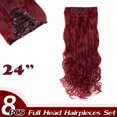 thumbnail image 2 of Extensions de Cheveux à Clip Intégral 17” Bouclées 8 Pcs Synthétiques 8 Pcs 18 Clips Postiche Longue Ondulation Design Tendance pour Femmes Dames Filles Blond Cendré Mélange Blond Délavé-140g, 2 of 4