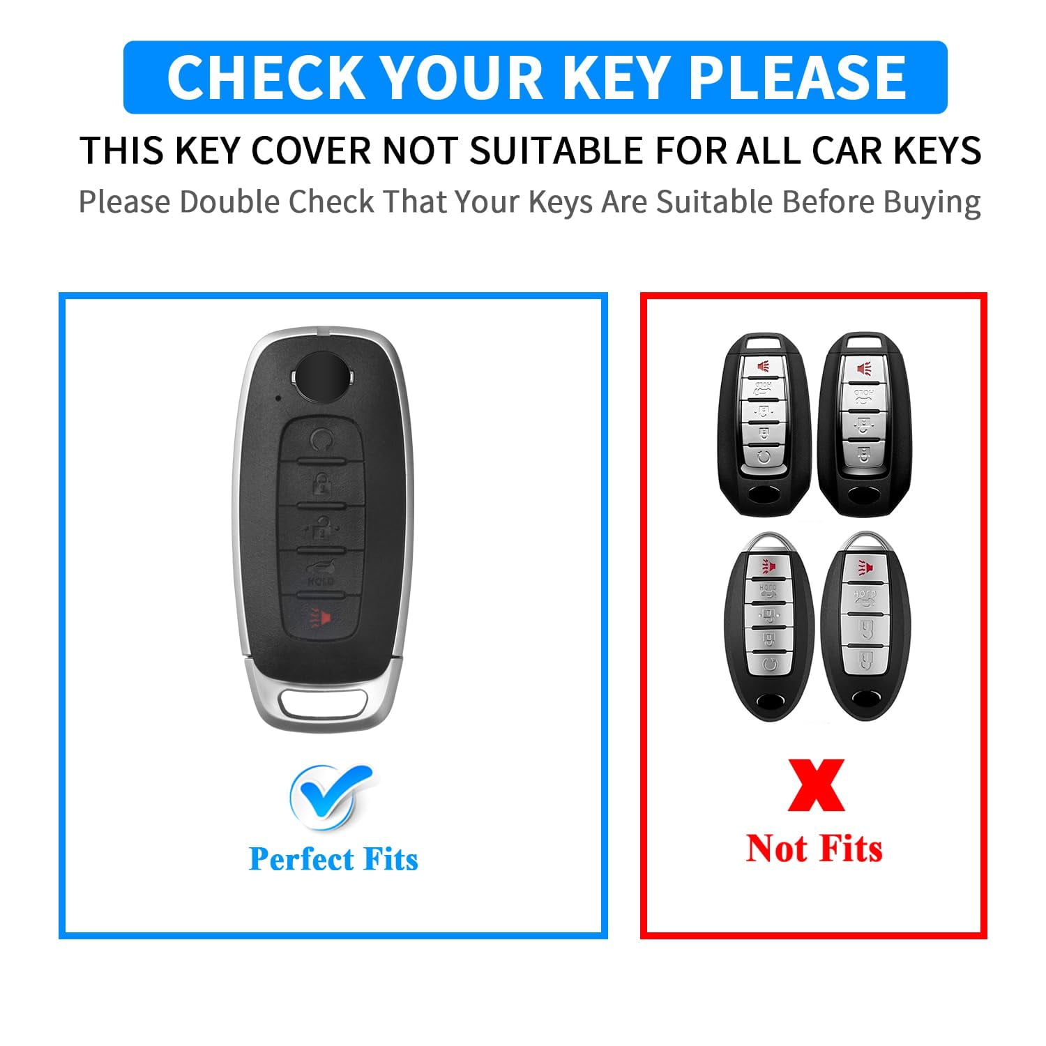 Key Fob Cover for Nissan,Car Key Fob Protector 5 Buttons Key Case Protection Compatible with 2023 2024 Pathfinder Rogue Metal Keychain Remote Key Accessories Protector