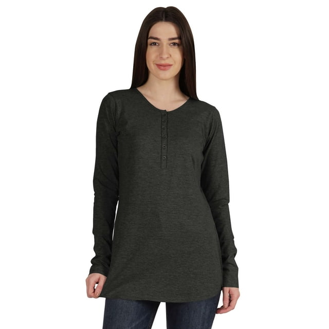 Inkmeso T-Shirt avec Boutons T-Shirt Jersey Haut à Manches Longues pour Femmes