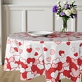thumbnail image 6 of Valentines Day Tablecloth Round 60 Inch Red Pink Heart Table Cloth Circle Galentines Day Table Cover Waterproof Wipeable Polyester Mothers Day Tabletop for Home Decor Dining Room Kitchen Party Picnic, 6 of 6