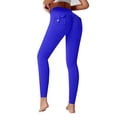 thumbnail image 2 of Women's Butt Lifting Leggings with Button Pockets, High Waist Tummy Control Workout Leggings, Squat Proof Cargo Yoga Pants for Running, Gym and Fitness Dark Blue M, 2 of 6