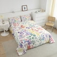 thumbnail image 4 of Kawaii Unicorn Comforter Set Queen Size,Cute Rainbow Floral Unicorn Bedding Set,Watercolor Flower Quilt Bed Set Colorful Flowers Down Comforter with 2 Pillowcases, 4 of 7
