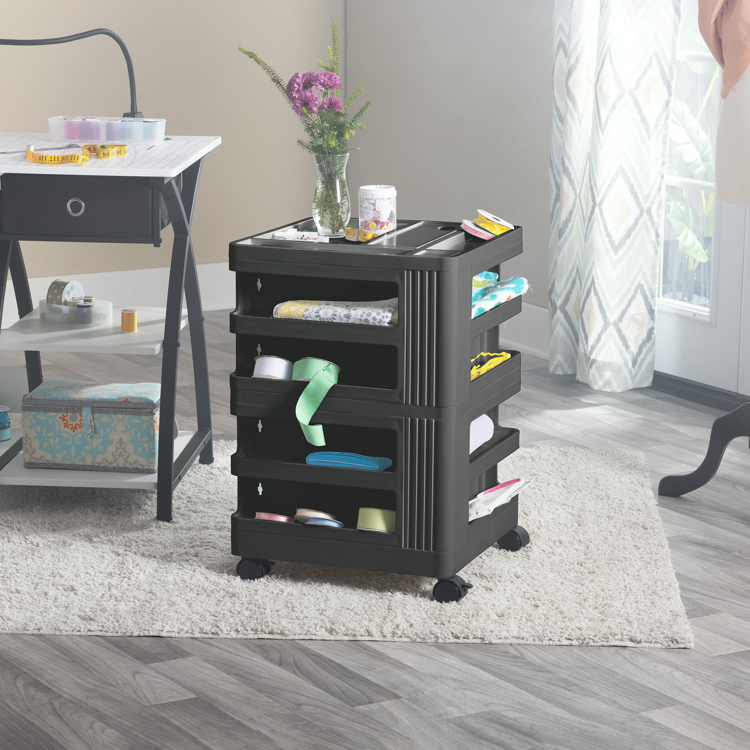 Studio Designs Kubx Pro Mobile Rotating 4-Sided Storage Organizer with Multiple Compartments- 53001