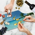 thumbnail image 4 of Ocean Cutting Board, Anse Lazio Beach at Praslin Island Surfing Beach Scenic View Travel, Decorative Tempered Glass Cutting and Serving Board, Wine Bottle Shape, Turquoise Blue Green, by Ambesonne, 4 of 5