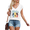 White, variant on UNISHE Women's Aloha Hawaii Tropical Surf Palm Tree Retro Rainbow Graphic V Neck Sleeveless Tops T Shirt Breathable Tees