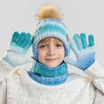 thumbnail image 3 of Lispipm Kids Winter Hat Gloves Scarf Set Knit Thick Fleece Bean1e Outdoor Neck Warmer and Mittens Gifts for Children Christmas Blue, 3 of 5