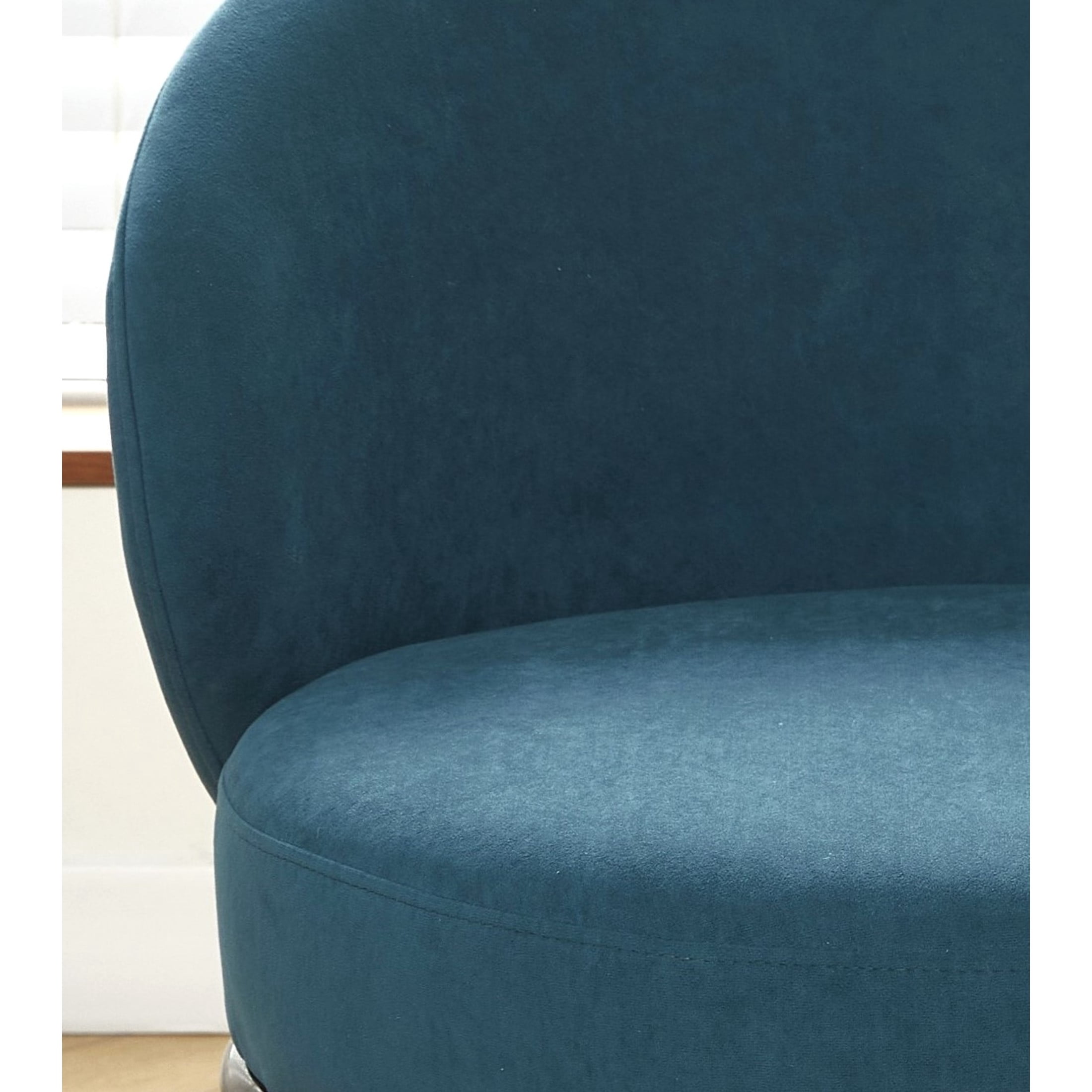 GDF Studio 27.36" Mid-Century Modern Round Accent Chair with Velvet Upholstery, Black Metal Legs, Blue