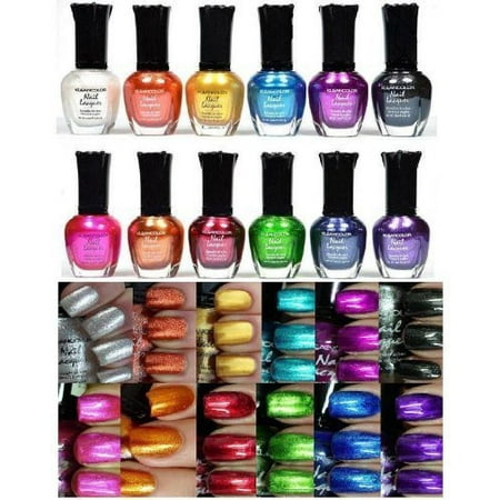 Full Polish Comb - Kleancolor Nail Polish - Awesome Metallic Full Size Lacquer (Set of 12 Pieces)