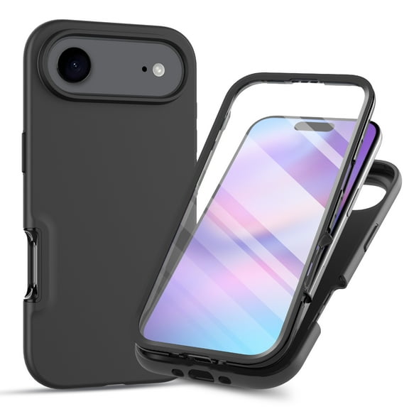 Dteck Full Body Protection Case for iPhone Air,Shockproof TPU PC Case Built-in Screen Protector Back Cover for iPhone Air,Black