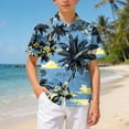 thumbnail image 2 of Ulanda Boy's Button Down Hawaiian Shirt Short Sleeve, Kids Summer Beach Hawaiian Shirts for Boys for 7-14 Years (Navy, 9-10 Years), 2 of 7