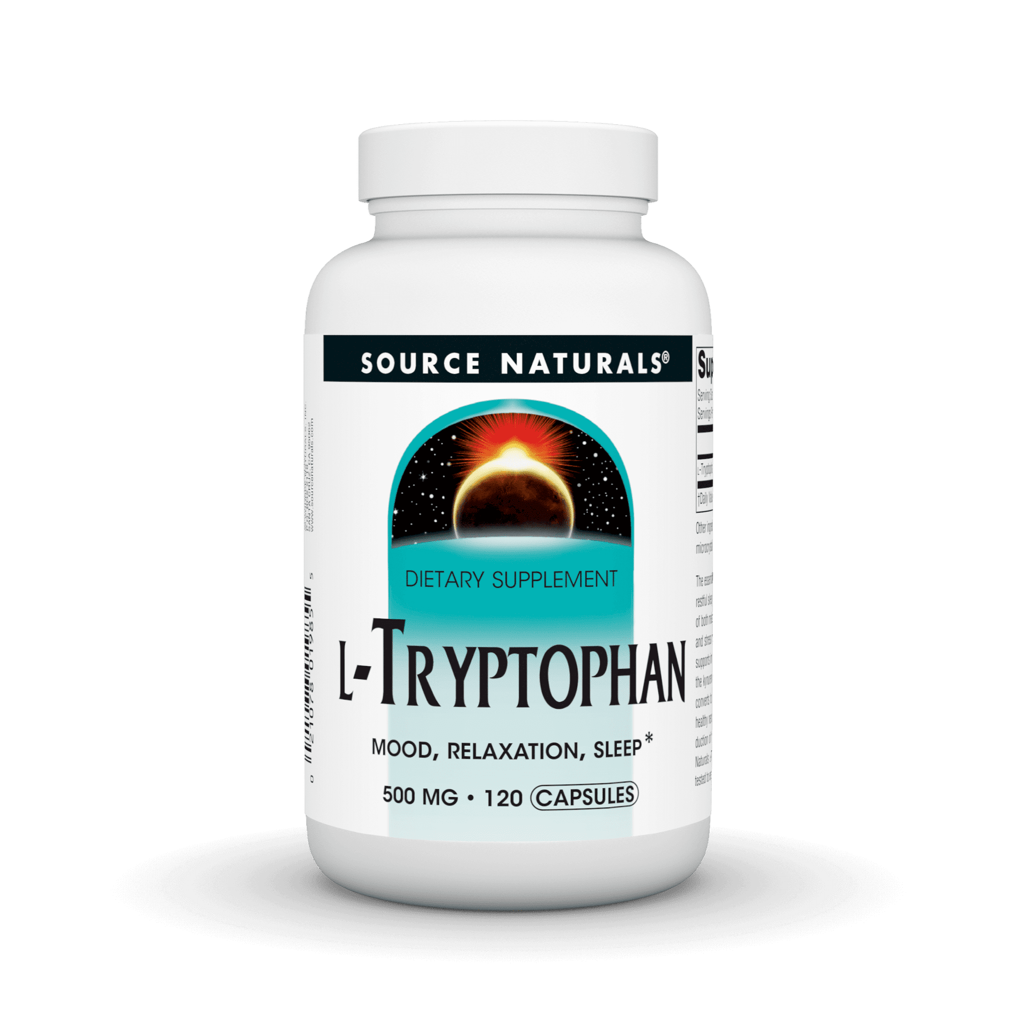 Source Naturals L-Tryptophan, for Mood, Relaxation, and Sleep*, 500mg - 120 Capsules
