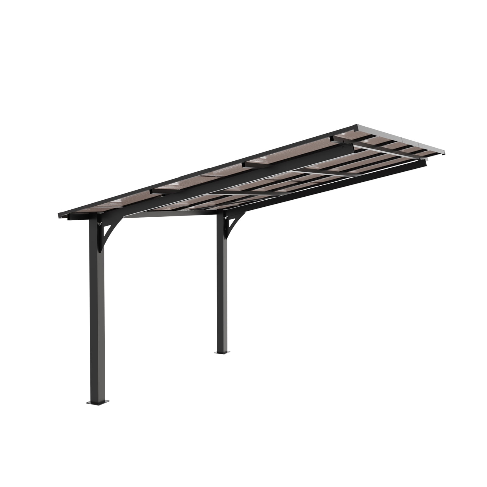 Mintazer 10x10ft Outdoor Wall-Mounted Patio Canopy, Heavy Duty Metal Awning with PC Roof, Freestanding Sun Shelter for Backyard, Bike, Grill & Patio Seating