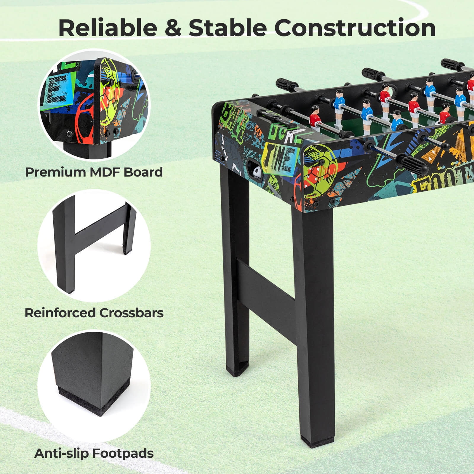 Costway 37" Mini Foosball Table 2-in-1 Game Table with Detachable Legs for Tabletop