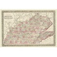 thumbnail image 2 of Mitchell 18x13 White Modern Wood Framed Museum Art Print Titled - Kentucky, Tennessee Counties - Mitchell 1879, 2 of 4