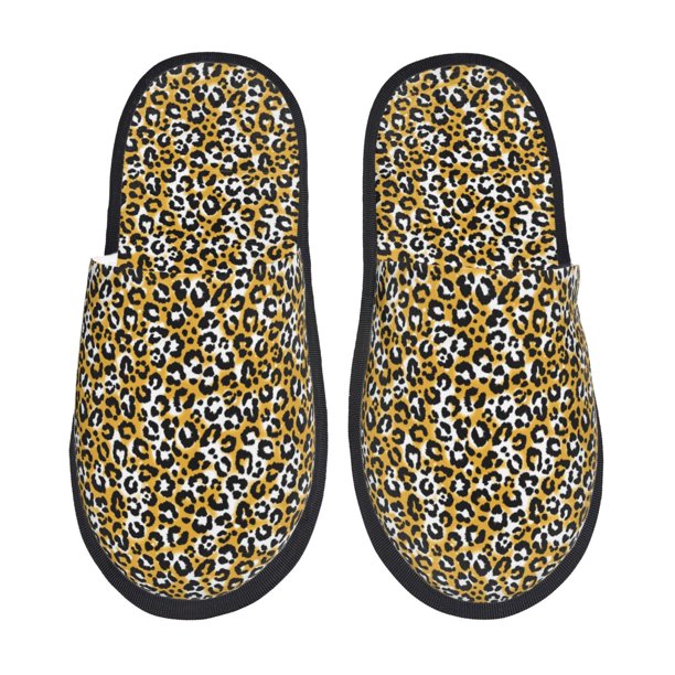 Balery Leopard Pantuflas de Casa de Felpa Silenciosas con Diseño Estampado, Zapatillas Cómodas Antideslizantes de Algodón para Interior-Medium