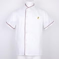 thumbnail image 3 of Kitchen Short Sleeve Workwear Cook Professional Chef Coat Smock Unisex Universal L Red Stitching, 3 of 9