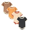 thumbnail image 4 of Rhuody Boy Onesies 9-12 Months Short Sleeve Bodysuits Crewneck Soolid Color Romper Lovely Simple Wear Beige, 4 of 4