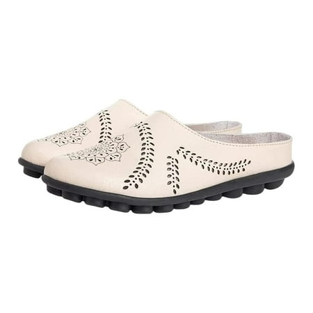 

Casual All-match Hollow Slippers|House Slippers Summer|Slippers Leather Loafer Mules Sandals Flats For Women Dressy Comfortable Slip-on Loafer