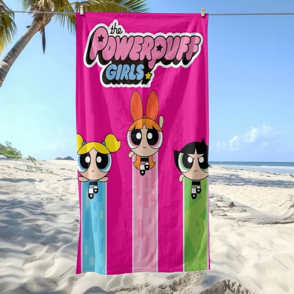 Powerpuff Girls Gifts Beach Towel for Women Girl Birthday Inspired Fan Bath Outdoor Music Lover