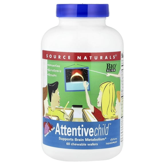 Source Naturals Attentive Child Supports Brain Metabolism 60 Chewable Wafers