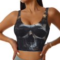 thumbnail image 1 of Fotbe Royal Skull With Golden Crown Sujetador Deportivo Largo sin Aros para Mujer con Almohadillas y Soporte Medio, Transpirable y Absorbente, Camiseta Tipo Chaleco o Tank Top-Large, 1 of 8
