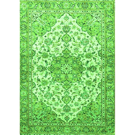 Ahgly Company Indoor Rectangle Medallion Green Traditional Area Rugs, 7' x 9'