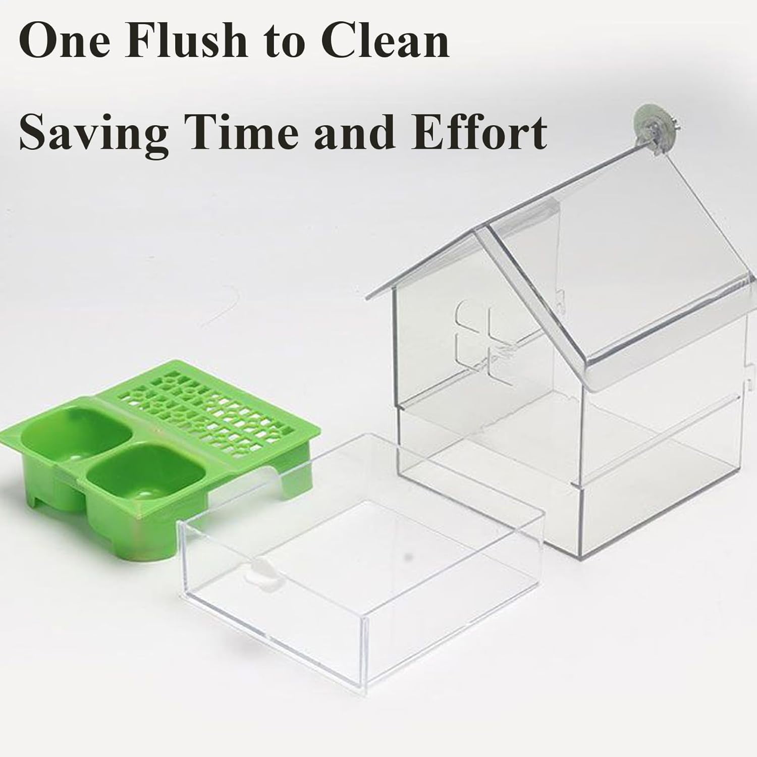 Pull-Out External Parrot Feeder - Transparent Bird Bath & Food Dispenser for Small Medium Birds, Easy to Clean Cage Accessory