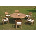 thumbnail image 4 of Grade-A Teak Dining Set: 6 Seater 7 Pc: 72" Round Table And 6 Vellore Stacking Arm Chairs Outdoor Patio WholesaleTeak #WMDSWVm, 4 of 4